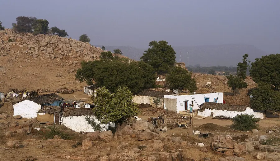 Village landscape near Harsi Dam in Gwalior district